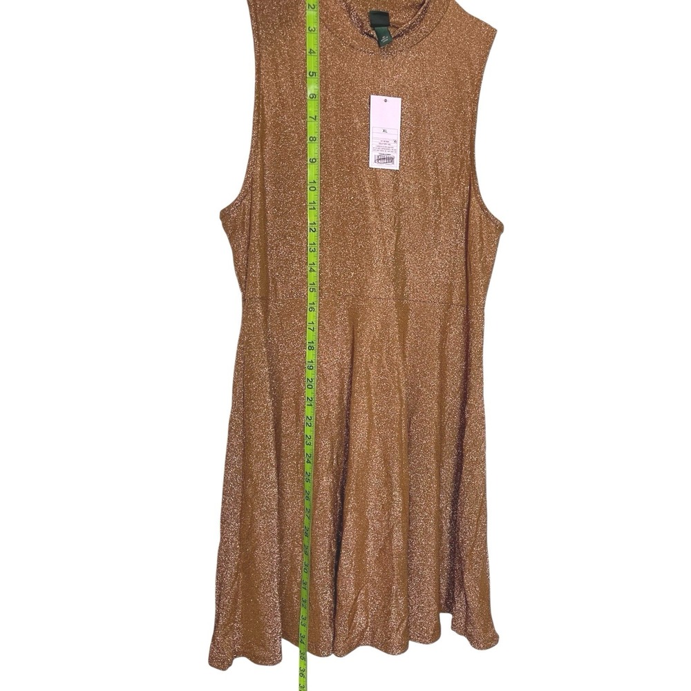 NEW Wild Fable XL Copper Metallic Mock Neck Sleeveless Mini‎ Dress Party Glam - Picture 2 of 7